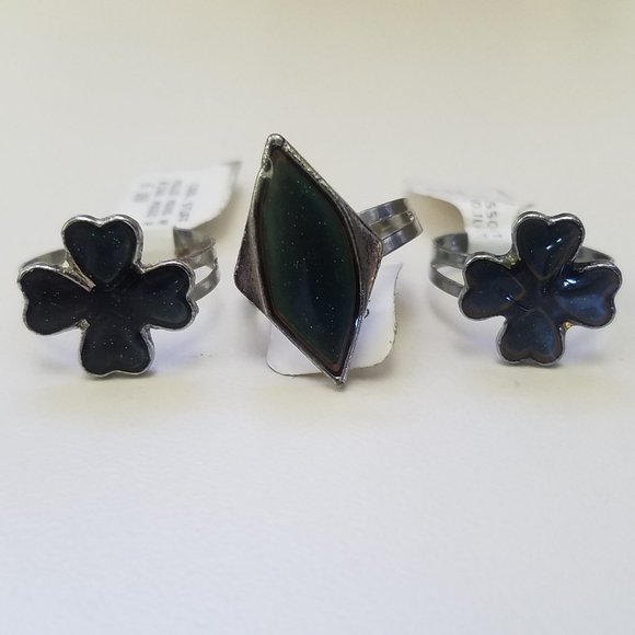 MENS Set of 3 MOOD RINGS clovers & statement NEW - Picture 8 of 9
